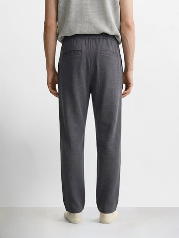 Men's Grey Relaxed Fit Textured Casual Joggers