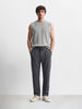 Men's Grey Relaxed Fit Textured Casual Joggers