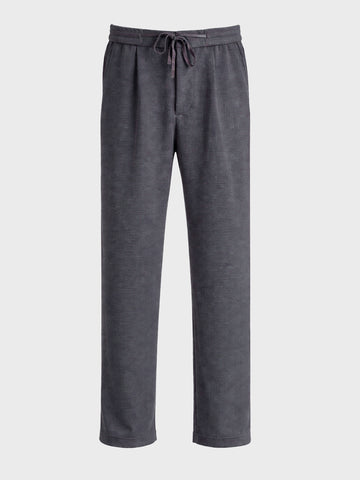 Men's Grey Relaxed Fit Textured Casual Joggers