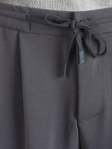 Men's Grey Relaxed Fit Textured Casual Joggers