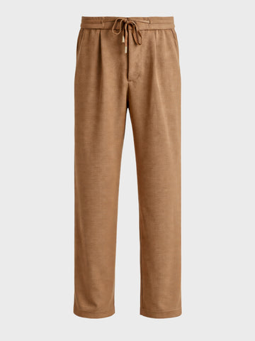 Men's Khaki Relaxed Fit Textured Casual Joggers