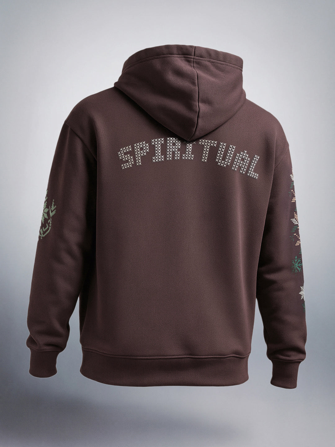 Men's Brown Relaxed Fit Embroided Casual Sweatshirt