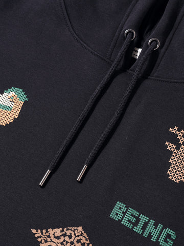 Men's Black Relaxed Fit Embroided Casual Sweatshirt