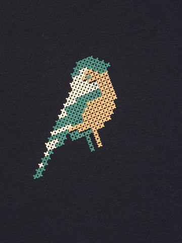 Men's Black Relaxed Fit Embroided Casual Sweatshirt