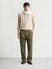 Men's Green Relaxed Fit Solid Utility Trousers