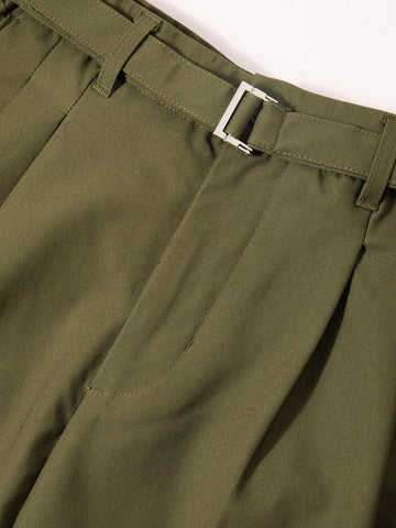 Men's Green Relaxed Fit Solid Utility Trousers