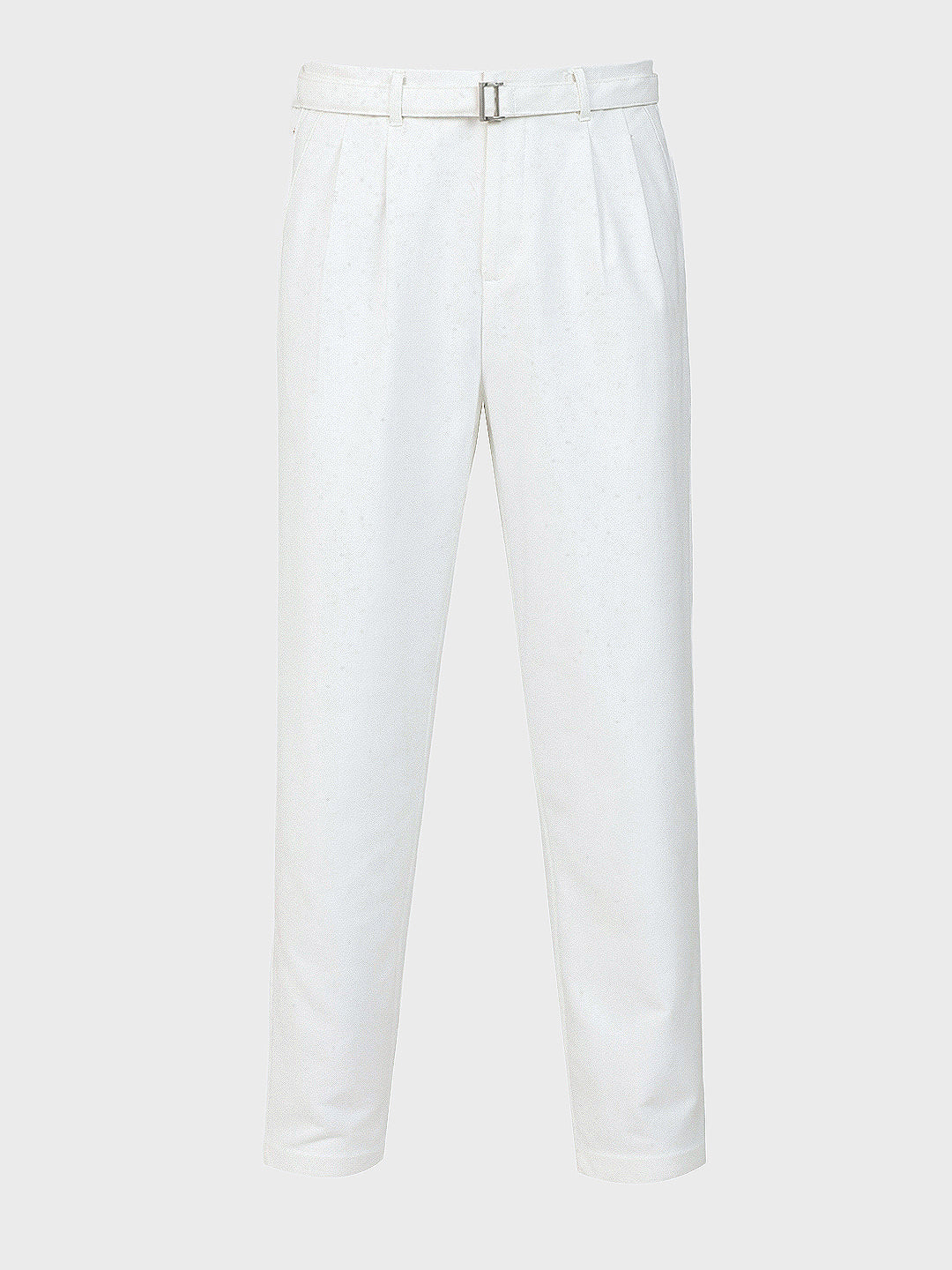 Men's White Relaxed Fit Solid Utility Trousers