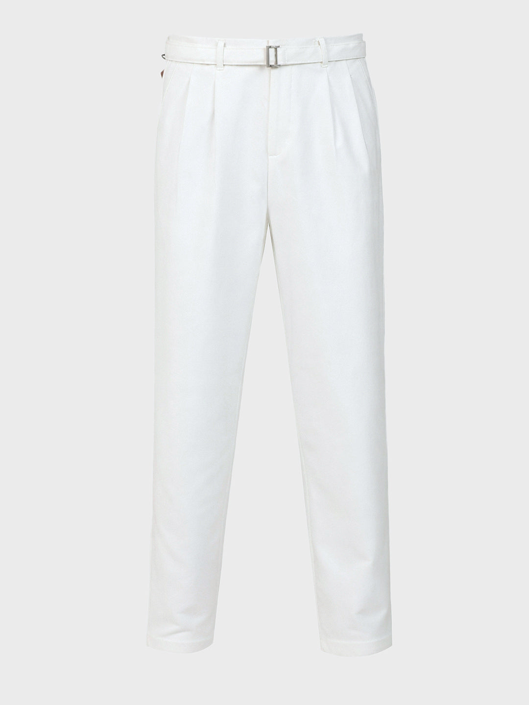 Men's White Relaxed Fit Solid Utility Trousers