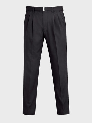 Men's Black Relaxed Fit Solid Utility Trousers