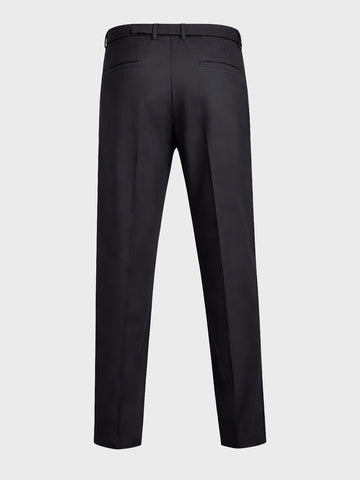 Men's Black Relaxed Fit Solid Utility Trousers