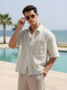 Men's Green Boxy Fit Resort Wear Textured Shirt