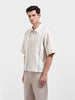 Men's Cream Boxy Fit Resort Wear Textured Shirt