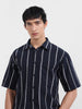 Men's Navy Blue Boxy Fit Resort Wear Textured Shirt