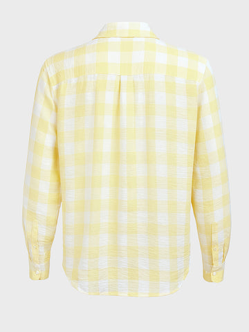 Men's Yellow Relaxed Fit Checked Casual Shirt