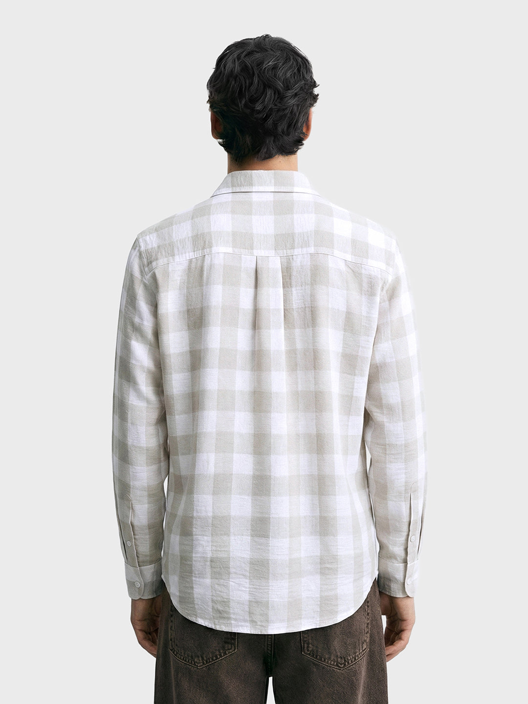 Men's Grey Relaxed Fit Checked Casual Shirt