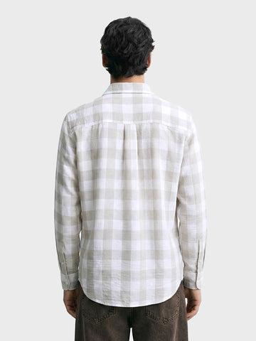Men's Grey Relaxed Fit Checked Casual Shirt