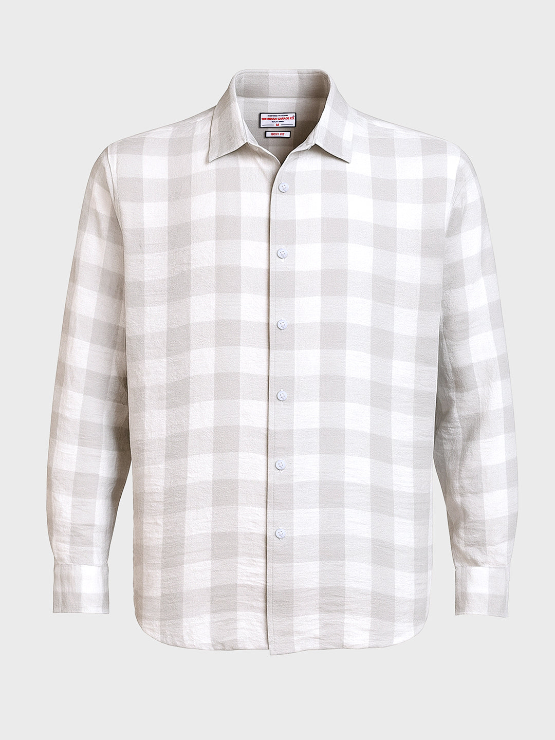 Men's Grey Relaxed Fit Checked Casual Shirt