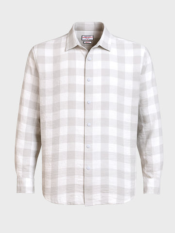 Men's Grey Relaxed Fit Checked Casual Shirt