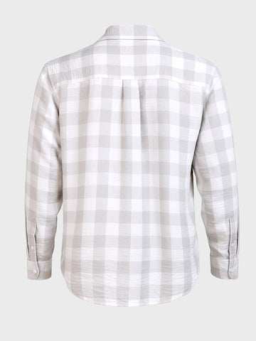 Men's Grey Relaxed Fit Checked Casual Shirt