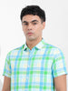 Men's Green Slim Fit Checked Casual Shirt