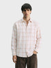 Men's White Relaxed Fit Checked Casual Shirt