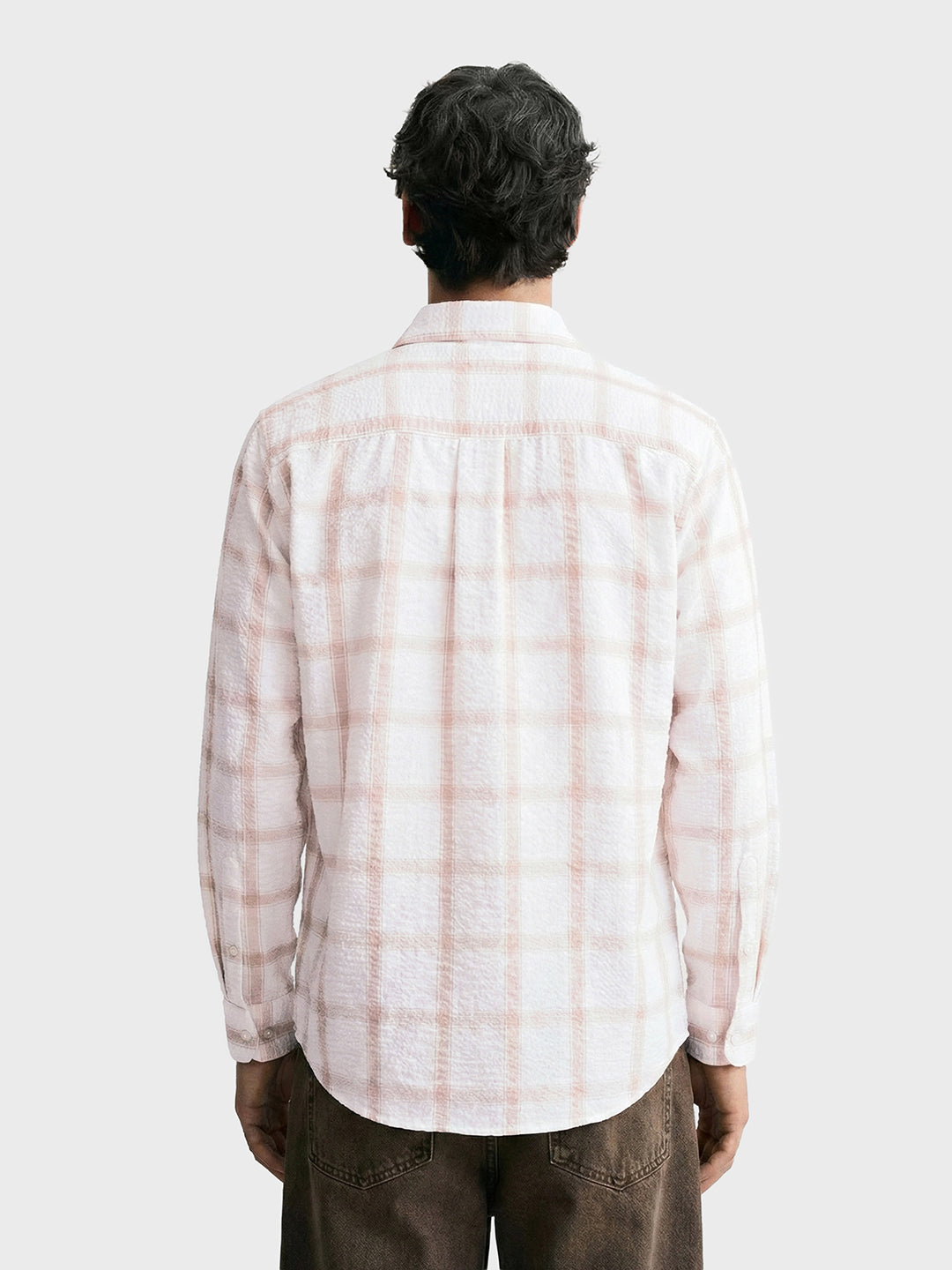 Men's White Relaxed Fit Checked Casual Shirt