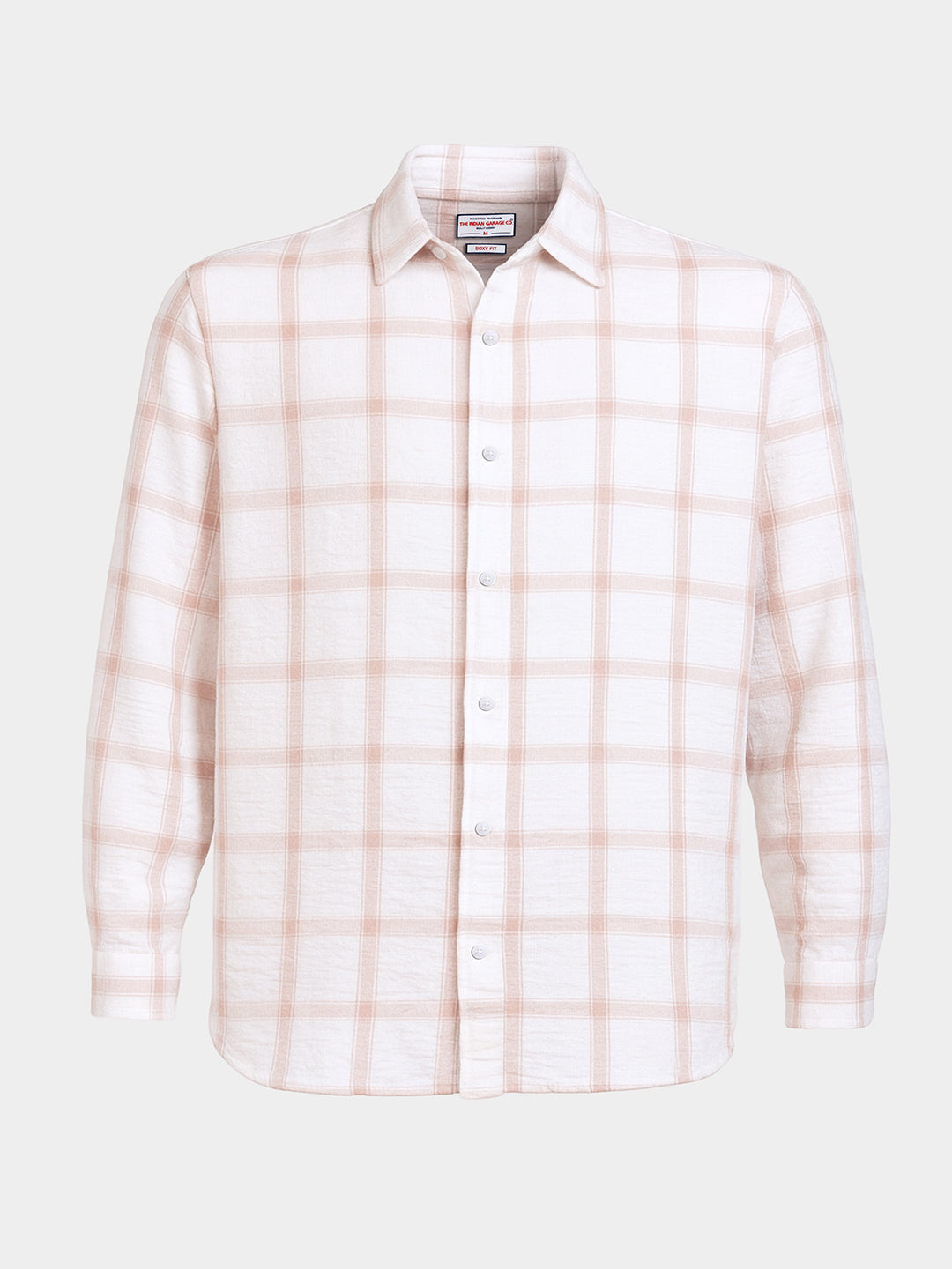 Men's White Relaxed Fit Checked Casual Shirt