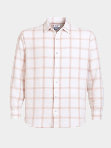 Men's White Relaxed Fit Checked Casual Shirt