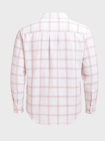 Men's White Relaxed Fit Checked Casual Shirt