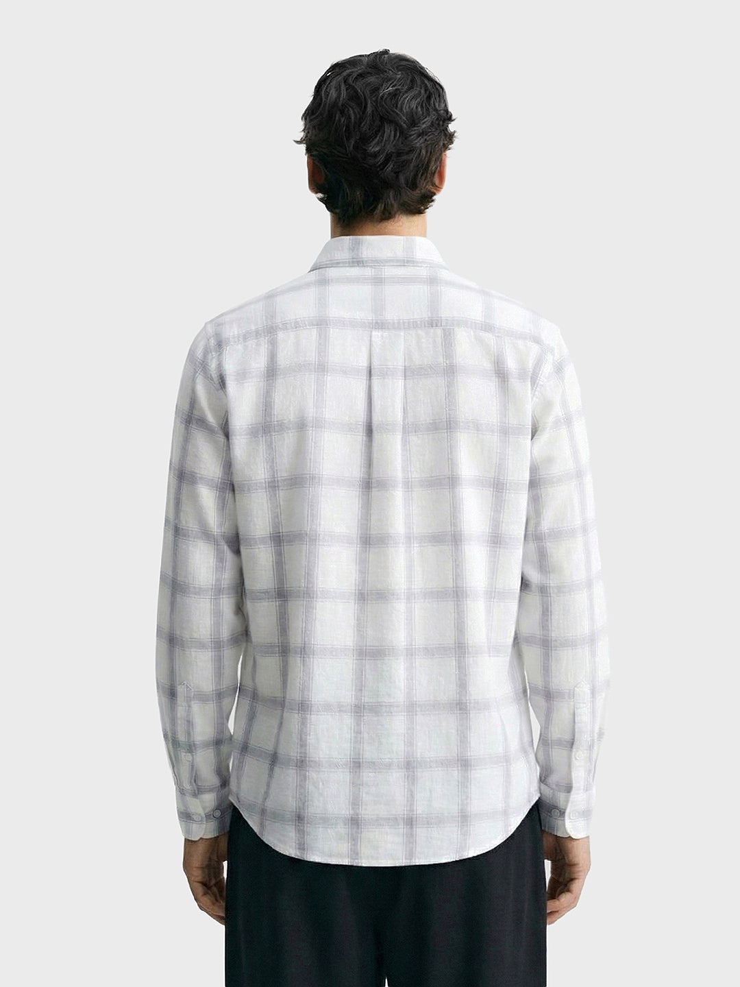 Men's White Relaxed Fit Checked Casual Shirt