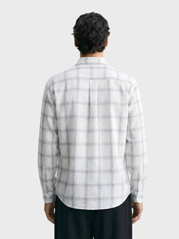 Men's White Relaxed Fit Checked Casual Shirt
