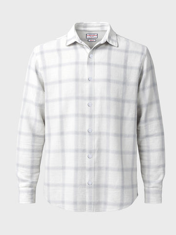 Men's White Relaxed Fit Checked Casual Shirt