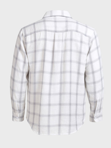 Men's White Relaxed Fit Checked Casual Shirt
