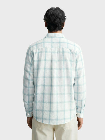 Men's White Relaxed Fit Checked Casual Shirt