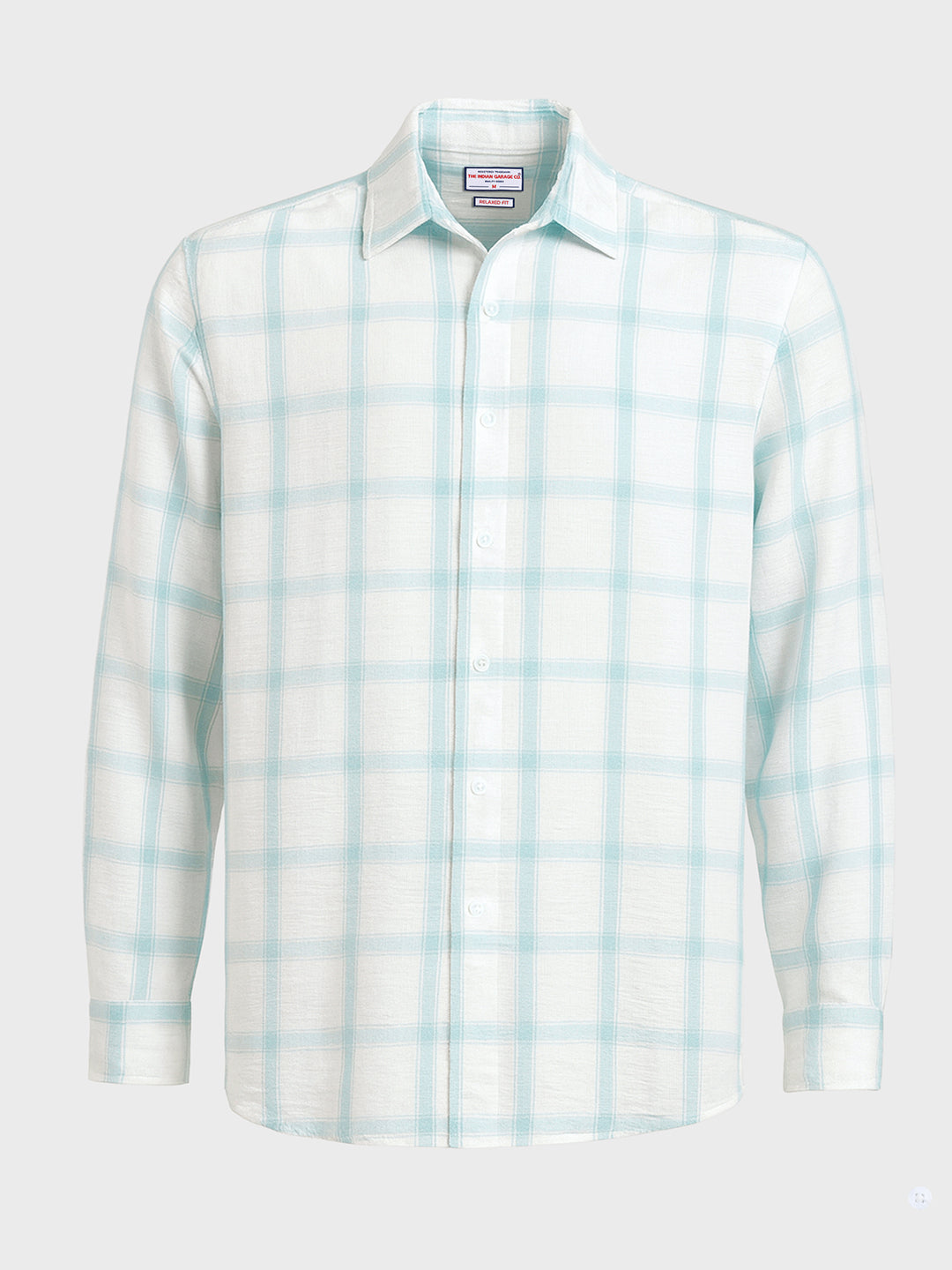 Men's White Relaxed Fit Checked Casual Shirt