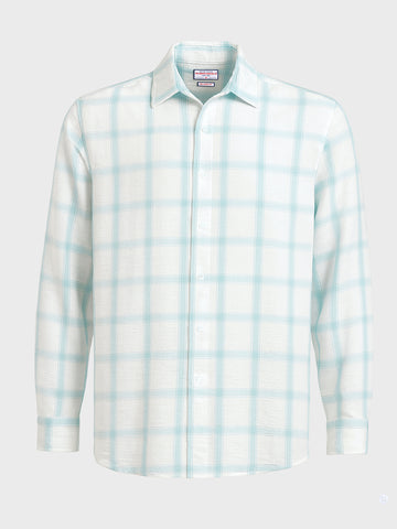 Men's White Relaxed Fit Checked Casual Shirt