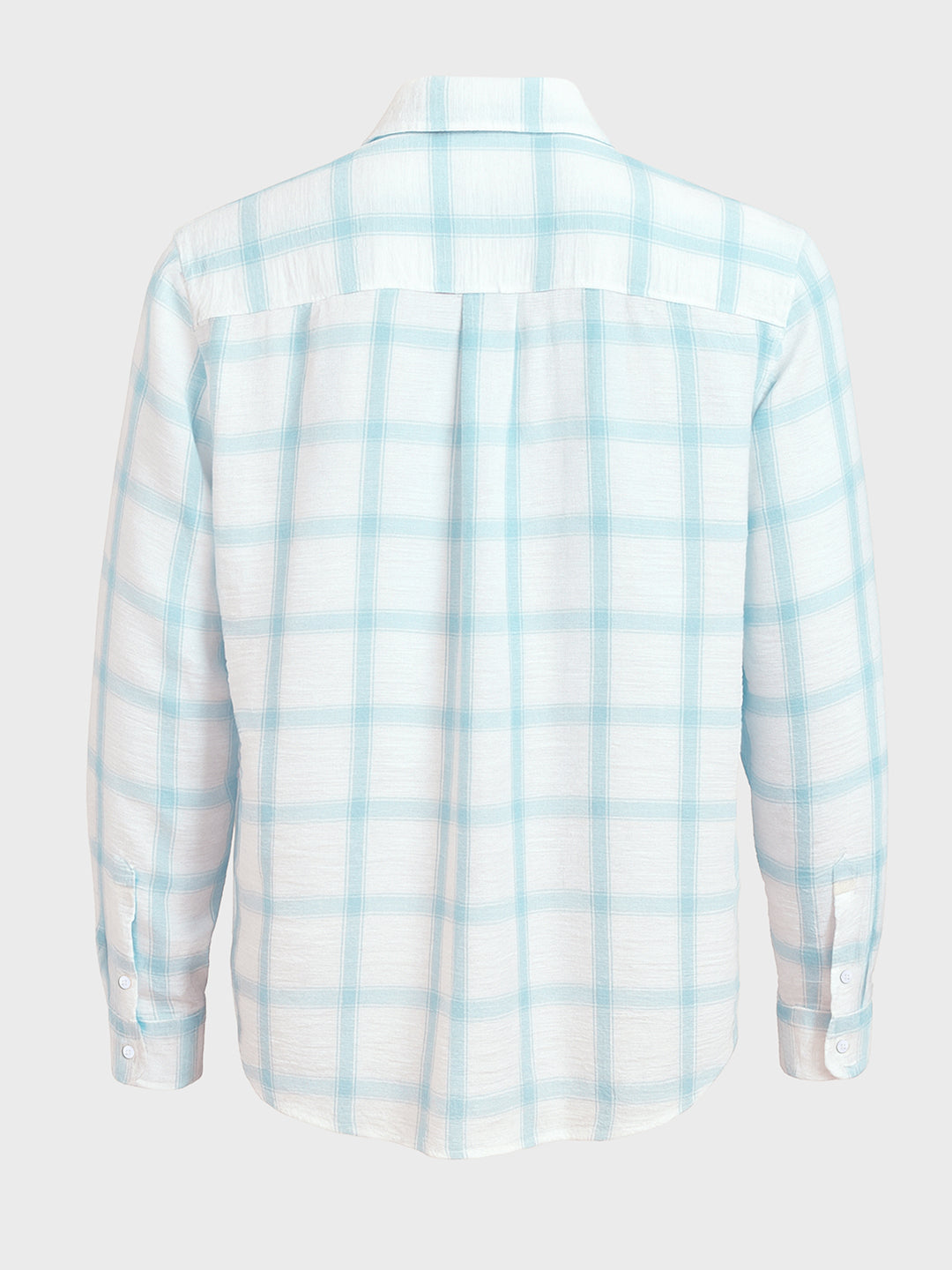 Men's White Relaxed Fit Checked Casual Shirt