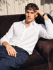 Men's White Slim Fit Textured Party Wear Shirt