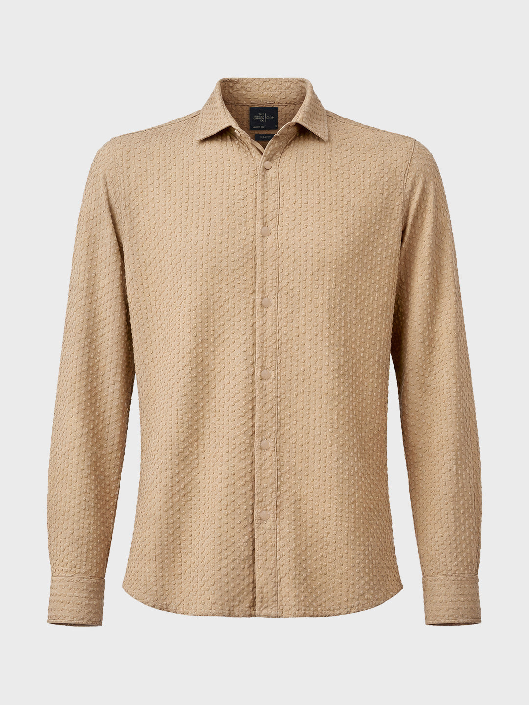 Men's Beige Slim Fit Textured Party Wear Shirt