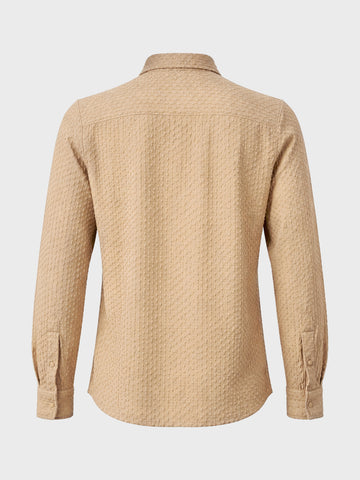 Men's Beige Slim Fit Textured Party Wear Shirt