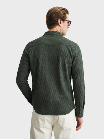 Men's Green Slim Fit Solid Party Wear Shirt
