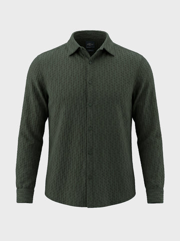 Men's Green Slim Fit Solid Party Wear Shirt