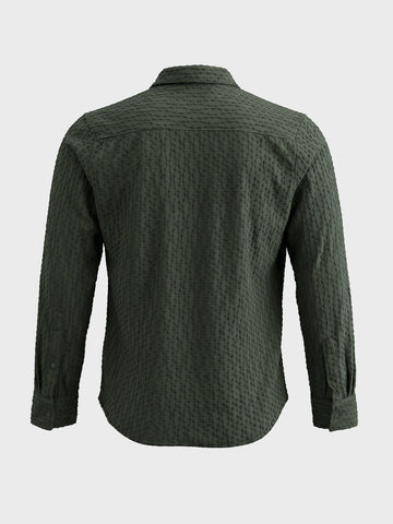 Men's Green Slim Fit Solid Party Wear Shirt