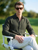 Men's Green Slim Fit Solid Party Wear Shirt