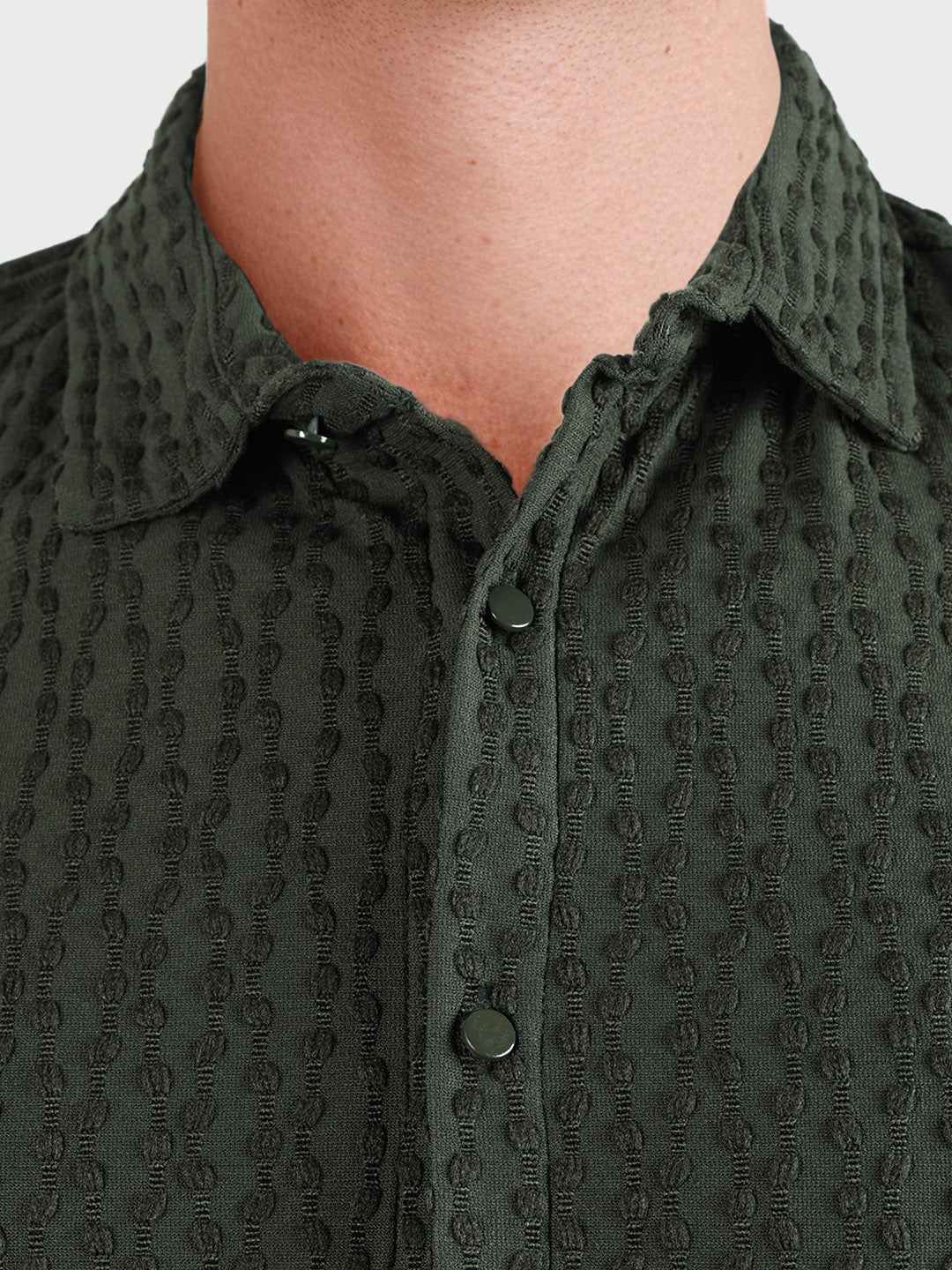 Men's Green Slim Fit Solid Party Wear Shirt