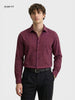 Men's Maroon Slim Fit Textured Party Wear Shirt