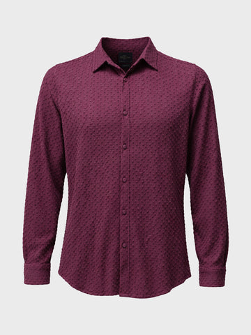 Men's Maroon Slim Fit Textured Party Wear Shirt