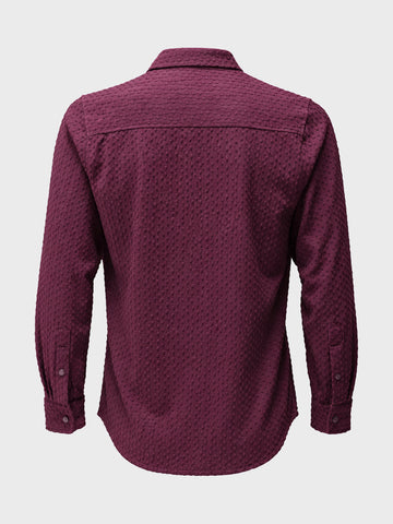 Men's Maroon Slim Fit Textured Party Wear Shirt