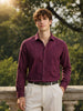 Men's Maroon Slim Fit Textured Party Wear Shirt