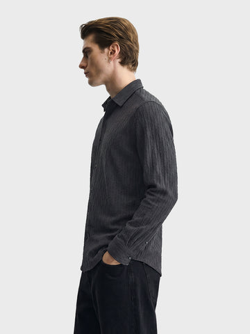 Men's Grey Slim Fit Solid Party Wear Shirt